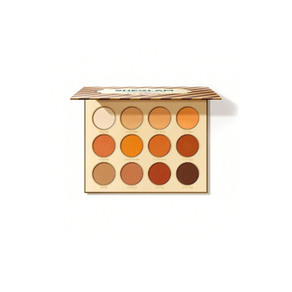 SHEGLAM Smart Cookie Eyeshadow Palette with 12 warm brown and toasty orange matte and shimmer shades.
