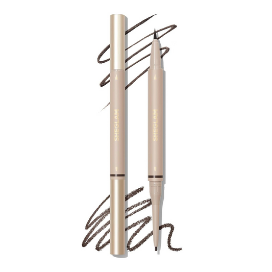 SHEGLAM Brows On Demand 2-In-1 Brow Pencil – Chocolate shade – Eyebrow definer for medium to dark hair – longwear dual tip
