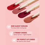 SHEGLAM Glam 101 Sheer Tinted Lipstick & Liner Duo – Strawberry Sorbet, glossy strawberry-pink lipstick and matching lip liner on a clean background.
