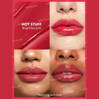 SHEGLAM Pout-Perfect Shine Lip Plumper Hot Stuff solid gloss stick with coconut oil for high-shine lips.

