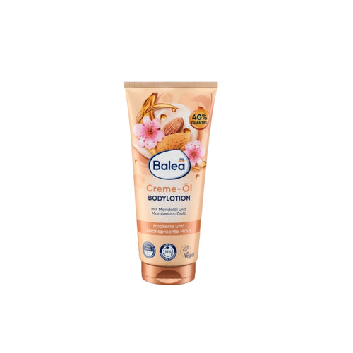 Balea Creme-Ol Bodylotion with almond oil and marula scent, 200ml tube, moisturizing body lotion for dry skin.
