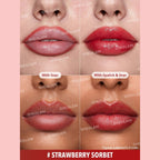 SHEGLAM Glam 101 Sheer Tinted Lipstick & Liner Duo – Strawberry Sorbet, glossy strawberry-pink lipstick and matching lip liner on a clean background.
