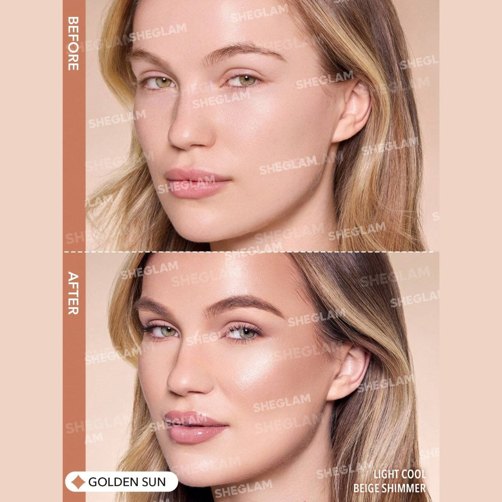 SHEGLAM Sun Beam Shimmer Liquid Bronzer in Golden Sun shade (5.2ml) for a radiant sun-kissed glow