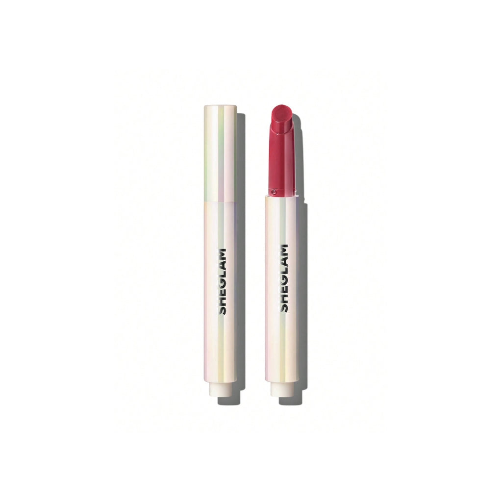 SHEGLAM Pout-Perfect Shine Lip Plumper Hot Stuff solid gloss stick with coconut oil for high-shine lips.
