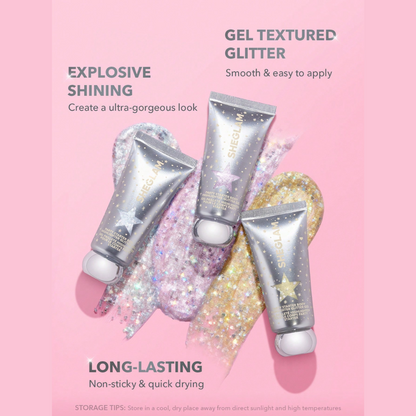 SHEGLAM Party Starter Body Highlighter Glitter Gel – Ice Breaker – Silver body shimmer for parties – Fast-drying non-sticky formula – 25ml
