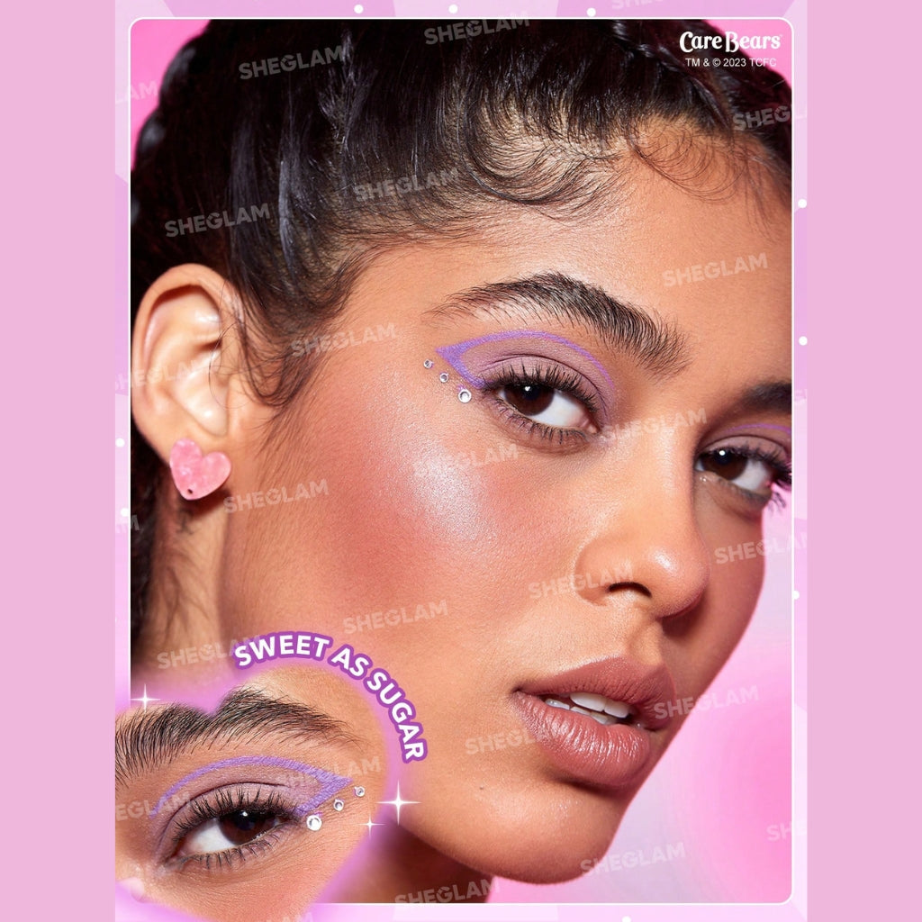Care Bears × SHEGLAM Sweet Wishes Colored Eyeliner in Sweet As Sugar shade, matte liquid colored eyeliner.
