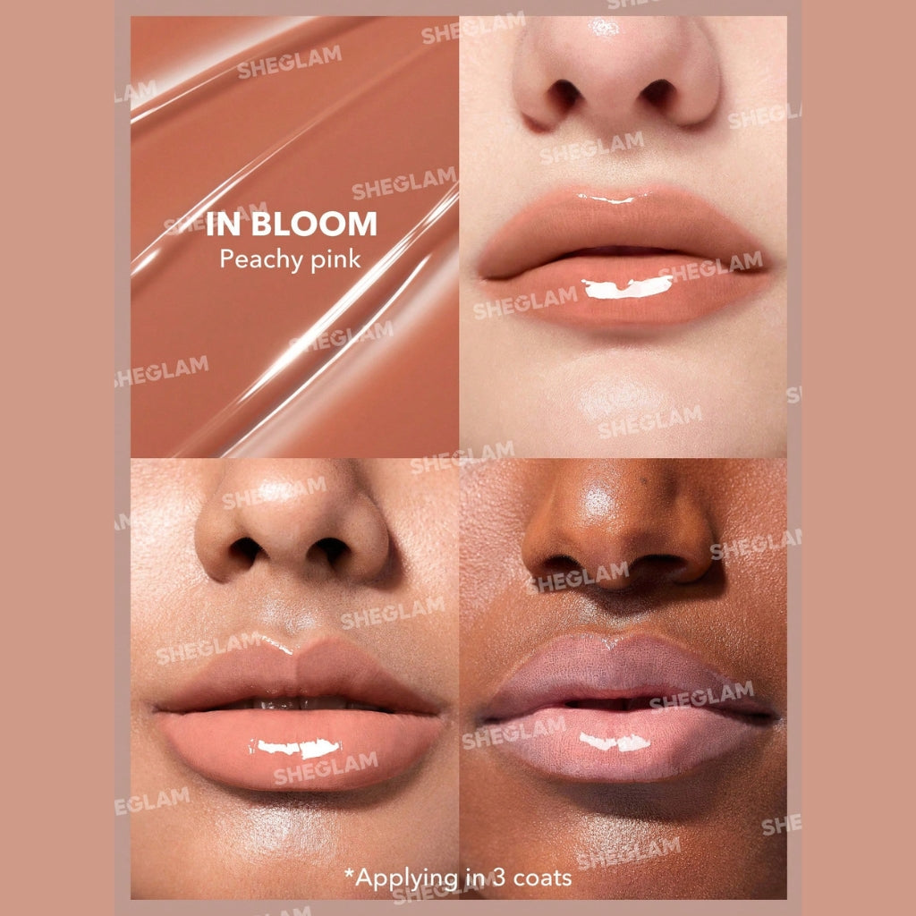 SHEGLAM Pout-Perfect Shine Lip Plumper In Bloom solid gloss stick with high-shine finish.
