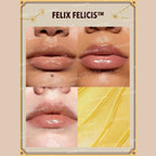 SHEGLAM Harry Potter Magic Elixir Lip Gloss in Felix Felicis shade (Liquid Luck Gold), sparkling gold high-shine lip gloss tube.
