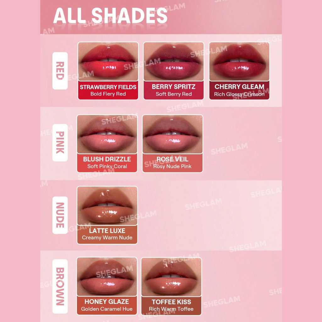 SHEGLAM Bold Booster Lip Plumper Blush Drizzle glossy plumping lip gloss with rosy shine
