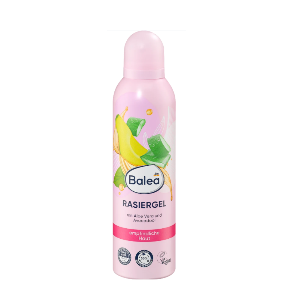 Balea Shaving Gel – Aloe Vera & Avocado Oil – For Sensitive Skin – 150ml | Gentle German shaving gel with soothing hydration for a smooth shave
