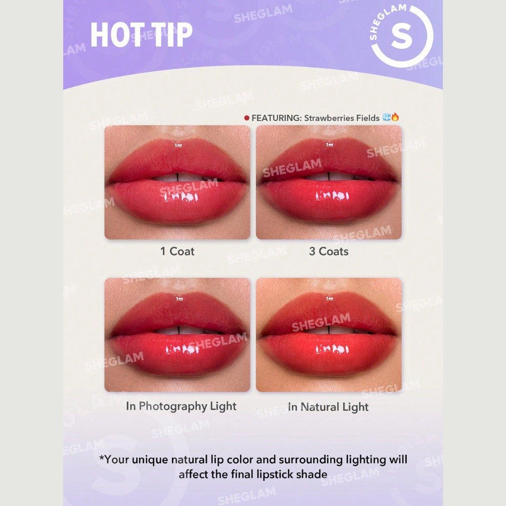 SHEGLAM Bold Booster Lip Plumper Blush Drizzle glossy plumping lip gloss with rosy shine
