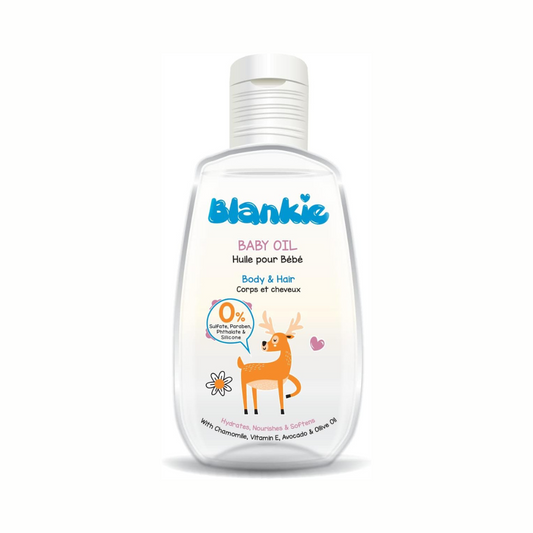 Blankie Baby Oil – Gentle nourishing baby oil for body and hair – With avocado oil, jojoba oil & vitamin E – 150ml
