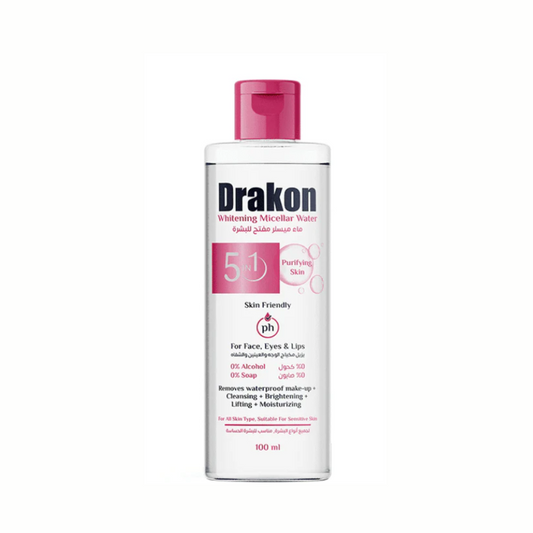 Drakon Whitening Micellar Water 100ml – gentle travel-size makeup remover and brightening micellar cleanser for sensitive skin
