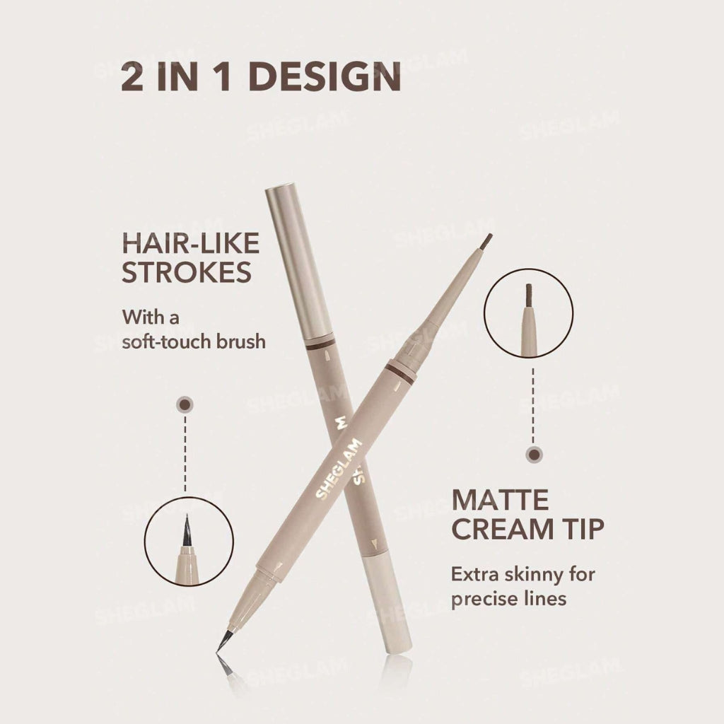 SHEGLAM Brows On Demand 2-in-1 Brow Pencil Taupe waterproof pencil and liquid brow for natural defined brows
