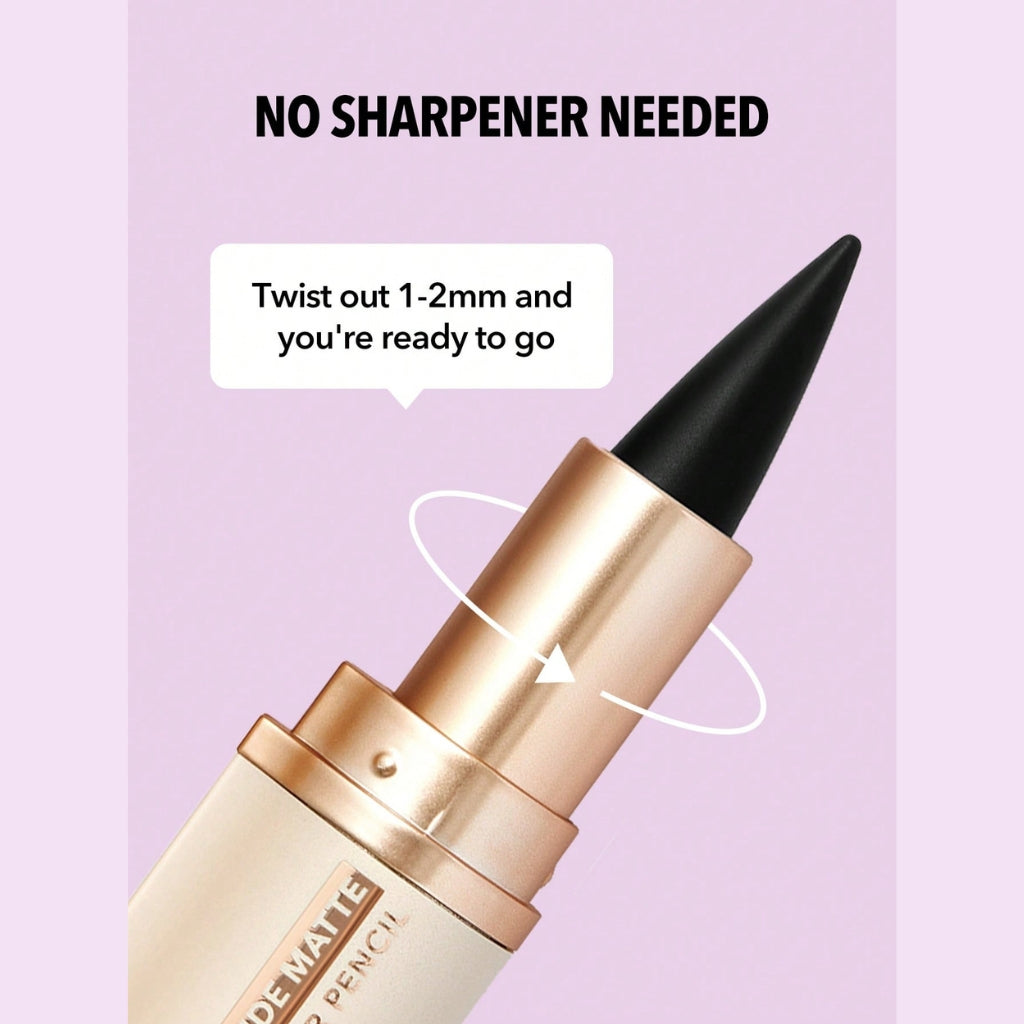 SHEGLAM EZ Glide Matte Eyeliner Pencil in black, matte smudge-proof eyeliner pencil on white background.
