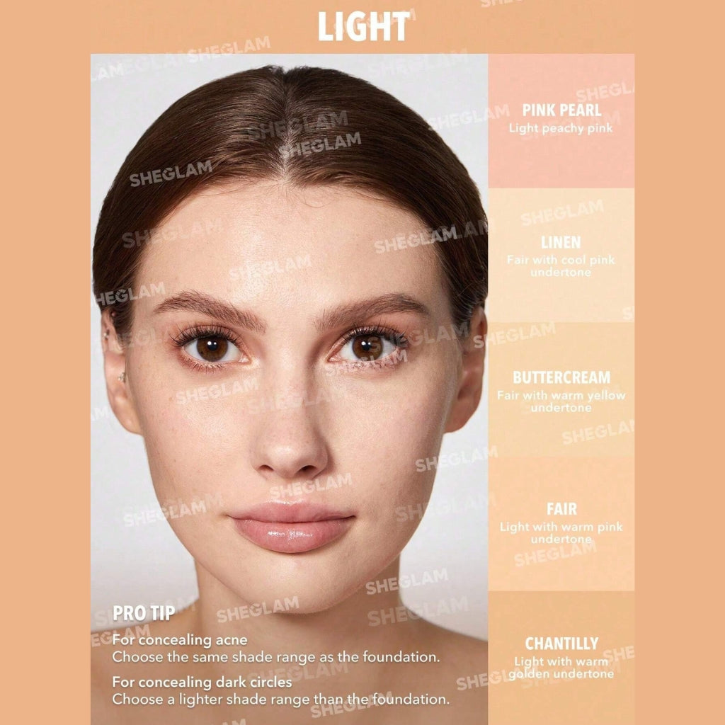 SHEGLAM Complexion Boost Concealer in Linen shade with sponge-tip applicator (white tube with gold details)