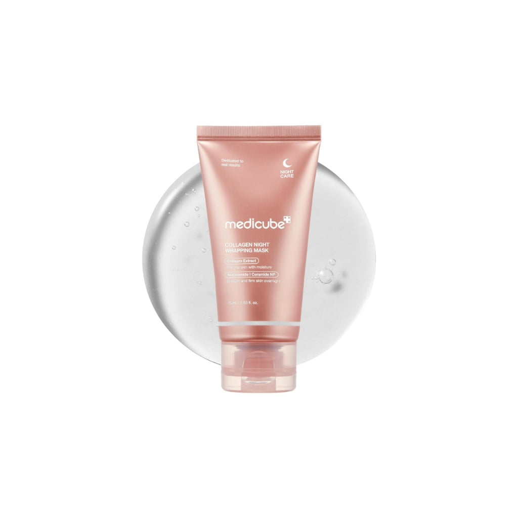 Medicube Collagen Night Wrapping Mask 75ml overnight peel-off sleeping mask for firming, hydration and glow.
