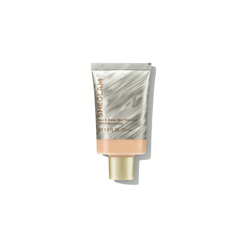 SHEGLAM Dew & Done Skin Tint SPF 20 – Fair – Hydrating Dewy Tint with Sodium Hyaluronate – Buildable Light-to-Medium Coverage