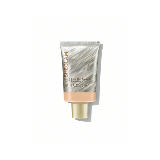 SHEGLAM Dew & Done Skin Tint SPF 20 – Fair – Hydrating Dewy Tint with Sodium Hyaluronate – Buildable Light-to-Medium Coverage