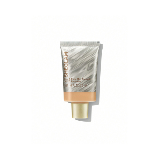 SHEGLAM Dew & Done Skin Tint SPF 20 – Nude shade with dewy, hydrating finish and buildable light-to-medium coverage
