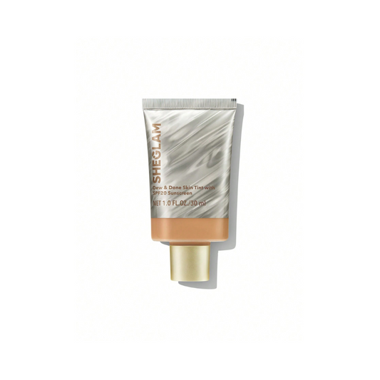 SHEGLAM Dew & Done Skin Tint SPF 20 – Honey shade with dewy hydrating finish and buildable light-to-medium coverage
