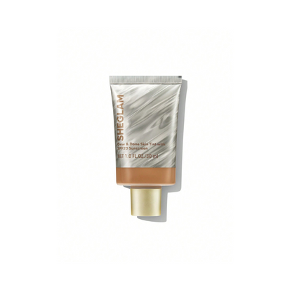 SHEGLAM Dew & Done Skin Tint SPF 20 – Almond shade with dewy hydrating finish and buildable light-to-medium coverage
