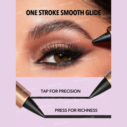Matte black EZ Glide eyeliner pencil with velvety finish, Vitamin E–enriched, shown with soft-smudged smokey eye look
