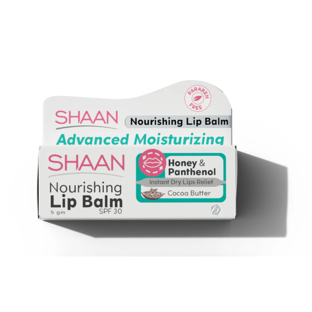 Shaan Cocoa Butter Lip Balm SPF 30 with Honey & Panthenol – 5g Packaging

