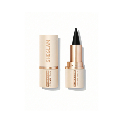 Matte black EZ Glide eyeliner pencil with velvety finish, Vitamin E–enriched, shown with soft-smudged smokey eye look
