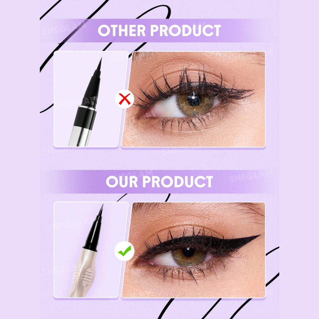 SHEGLAM Glide Control Liquid Eyeliner – Matte Black pen with precise grip design for smooth, steady lines and bold long-lasting wings
