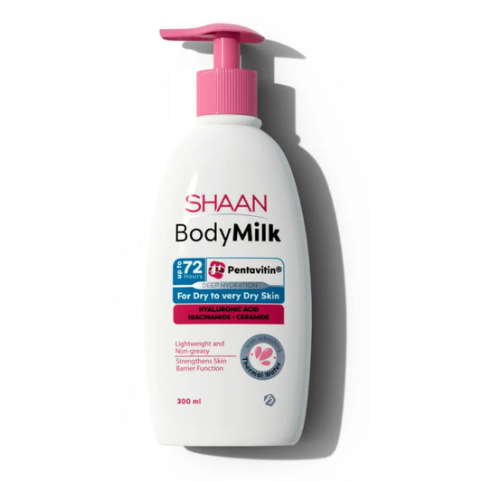 Shaan Body Milk with Shea Butter & Vitamin E – 300ml Packaging


