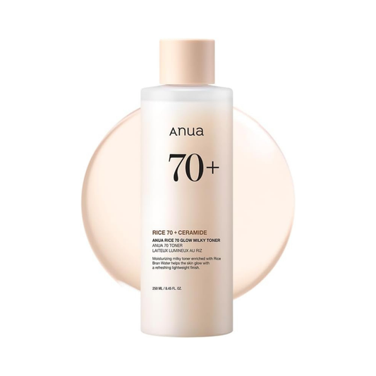 Anua Rice 70 Glow Milky Toner – 250ml brightening Korean toner with rice bran water and ceramide