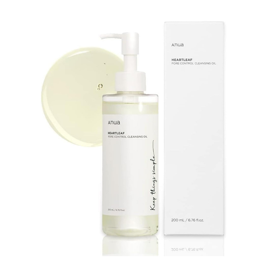 Anua Heartleaf Pore Control Cleansing Oil – 200ml Korean oil cleanser with Heartleaf extract for deep pore cleansing and sensitive skin

