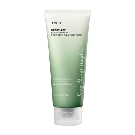 Anua Heartleaf Quercetinol™ Deep Cleansing Foam – 150ml Korean gentle foaming cleanser with Heartleaf and Quercetinol for pores and oily skin
