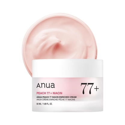 Anua Peach 77% Niacin Enriched Cream – 50ml Korean hydrating and brightening face cream with peach extract and niacinamide
