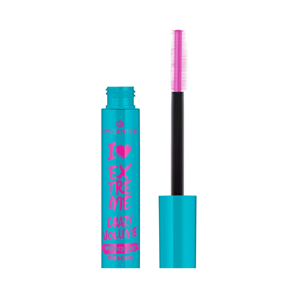 essence I LOVE EXTREME Crazy Volume Waterproof Mascara with extra-large brush, creamy ultra-black waterproof formula for bold lashes and extreme volume
