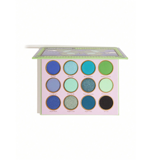 SHEGLAM Flutter Effect Eyeshadow Palette – shimmer & matte blue/green shades – vegan, cruelty-free – 10.2g
