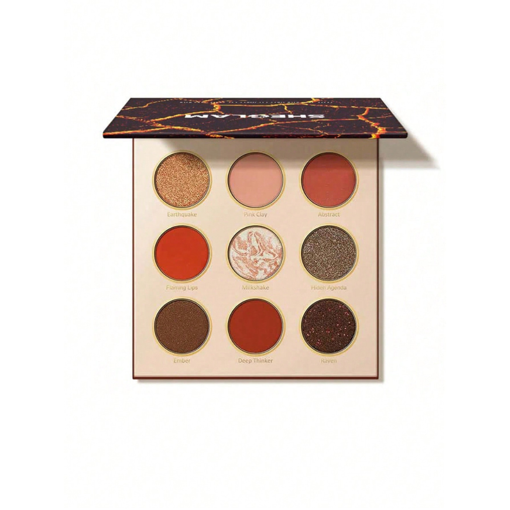 SHEGLAM Lots To Lava Eyeshadow Palette with 9 warm orange and brown shades in matte and shimmer finishes
