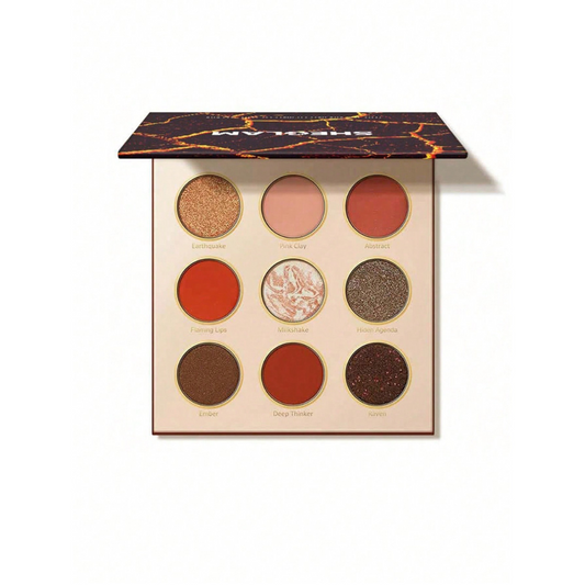 SHEGLAM Lots To Lava Eyeshadow Palette with 9 warm orange and brown shades in matte and shimmer finishes
