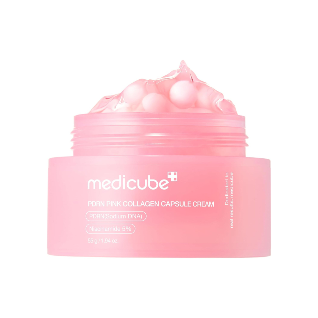 Medicube PDRN Pink Collagen Capsule Cream 55g – hydrating brightening capsule moisturizer with PDRN, 5% niacinamide & hyaluronic acid for glass-skin glow

