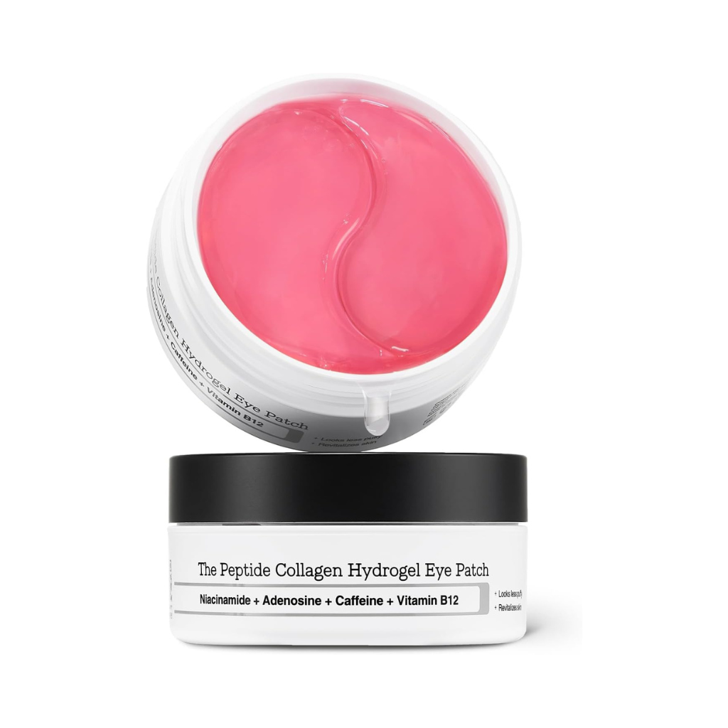 Peptide Collagen Hydrogel Eye Patch – 60 pairs (85g) under-eye hydrogel patches with peptides, collagen, niacinamide & caffeine for de-puffing, brightening and hydration
