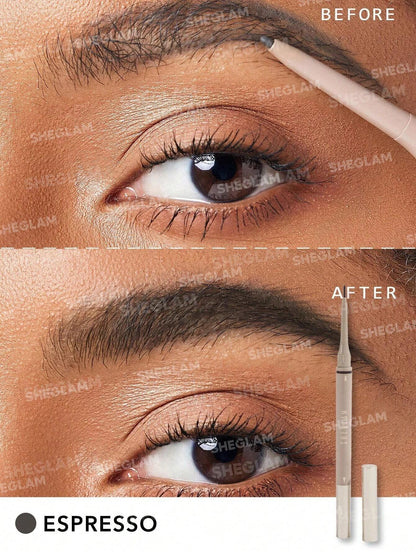 SHEGLAM Brows On Demand 2-In-1 Brow Pencil – Espresso shade – Longwear eyebrow definer for dark hair – pencil and powder dual tip
