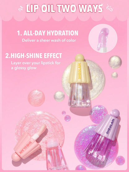 SHEGLAM Jelly Wow Hydrating Lip Oil – Strike Gold tube packaging