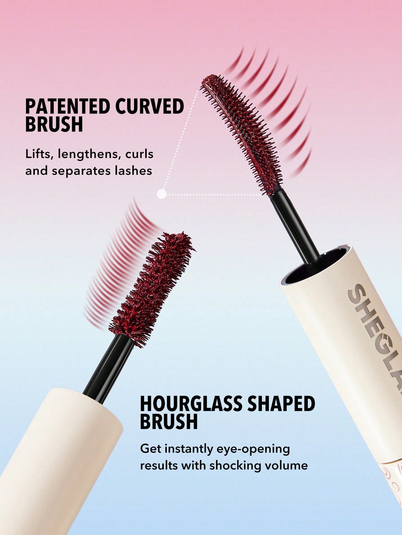 SHEGLAM All-In-One Volume & Length Mascara – Waterproof Burgundy tube packaging