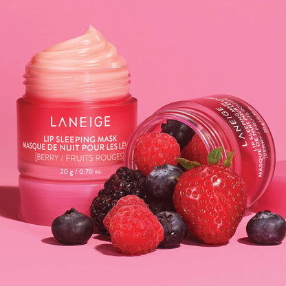 LANEIGE Lip Sleeping Mask Berry 20 g product jar and spatula packaging